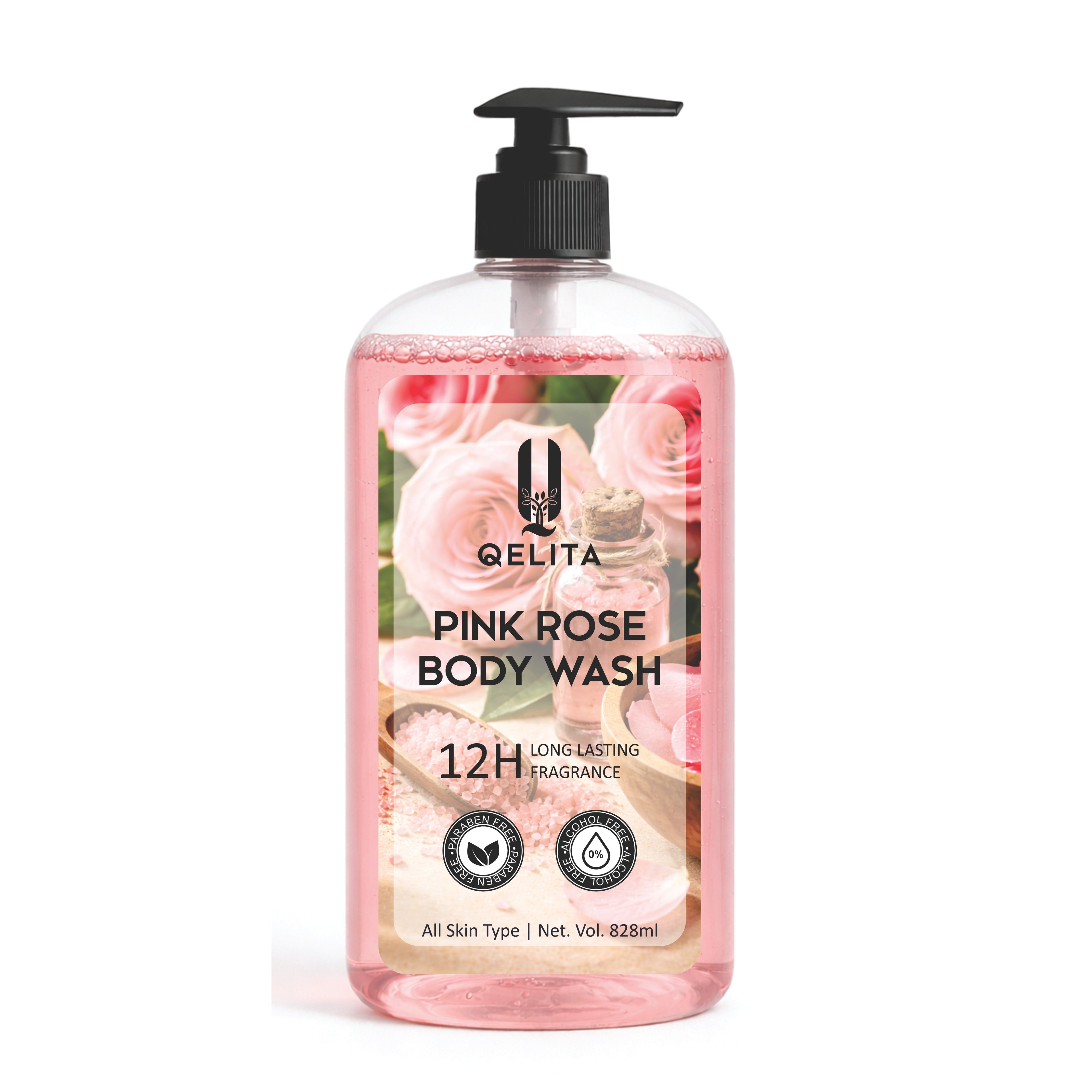 Pink Rose Body Wash 828ml | Rose Extract & Vitamin E Body Wash for Soft, Glowing Skin