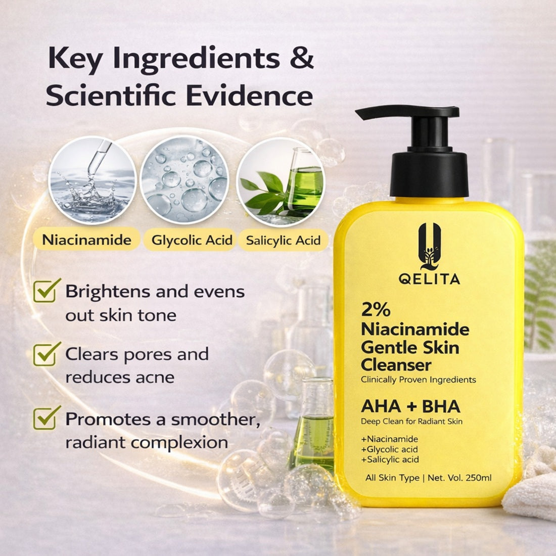 2% Niacinamide Gentle Skin Cleanser 250ml | AHA + BHA Face Wash