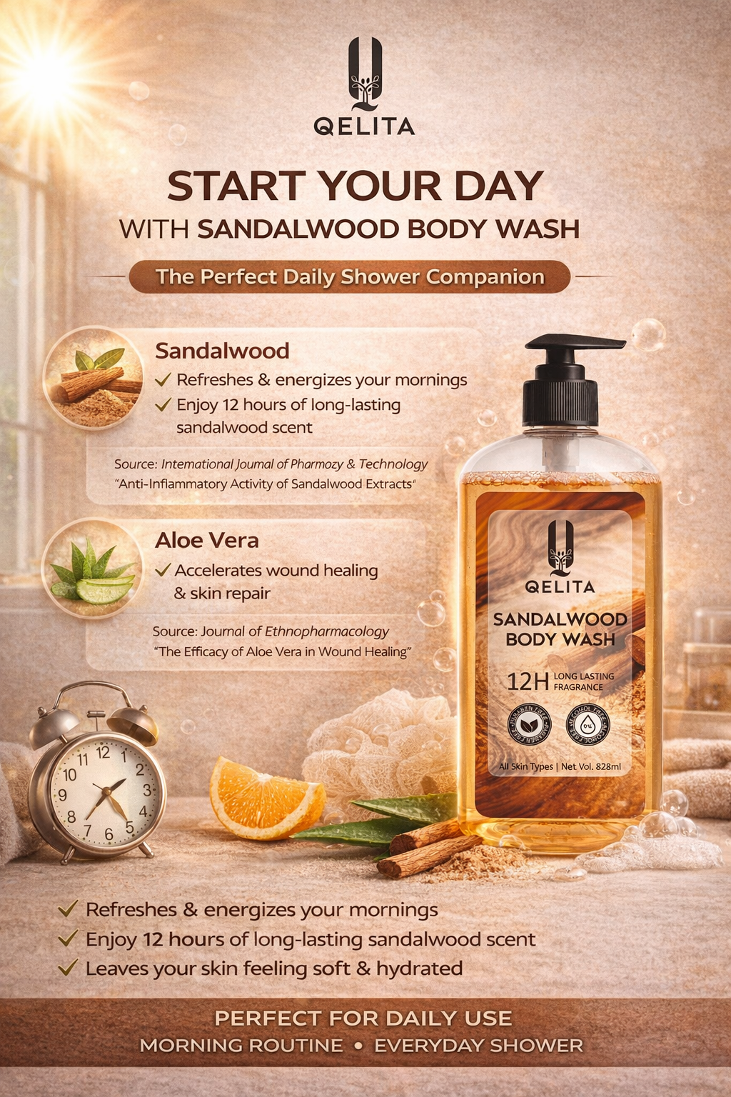 Sandalwood Body Wash 828ml | Long Lasting Fragrance & Hydration