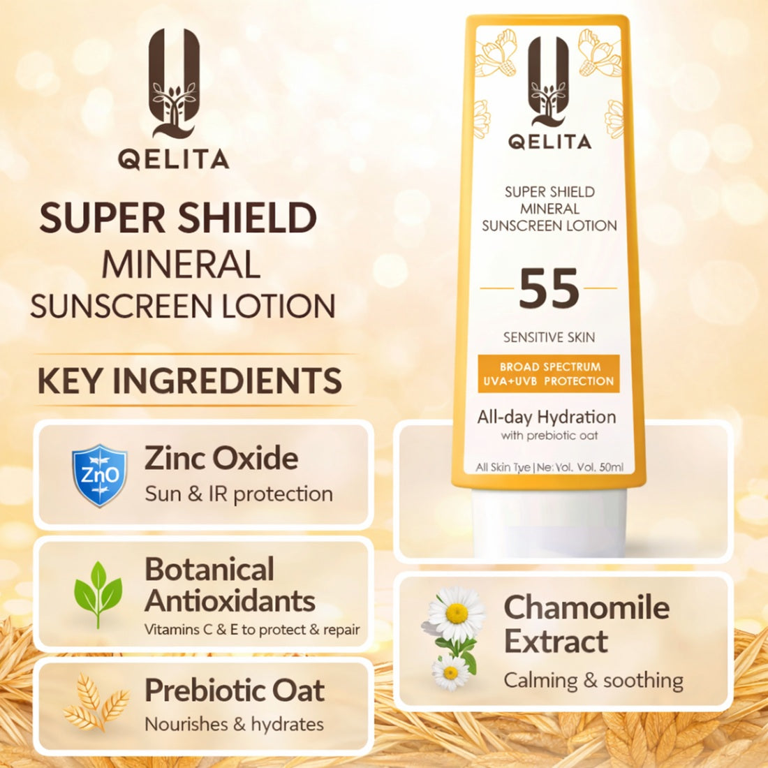 SPF 55 Mineral Sunscreen Lotion | Broad Spectrum UVA UVB Protection